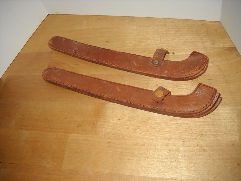 Blade guard ice skate vintage leather brown unbranded fits 26 CM blade 084 box 4