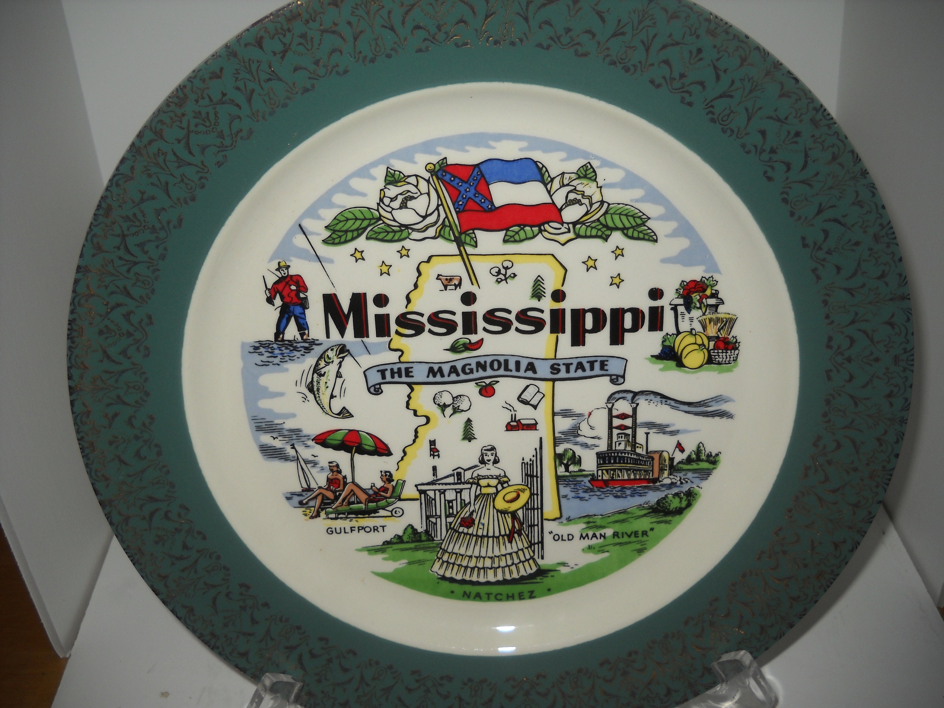 Mississippi Magnolia State Collector State Plate Souvenir Etsy