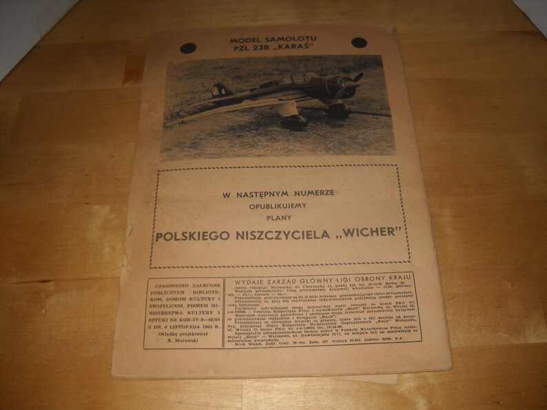 Paper Airplane Kit 1969 Maty Modelarz Magazine Cardboard PZL Etsy