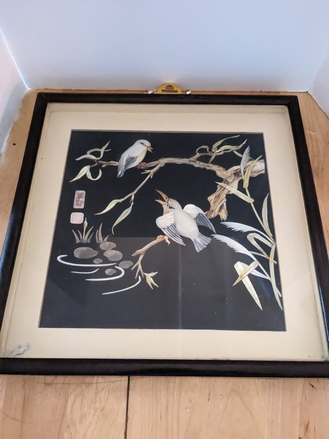 Asian Shadow Box Wall Decor Foot Square 12 by 12 Black White - Etsy