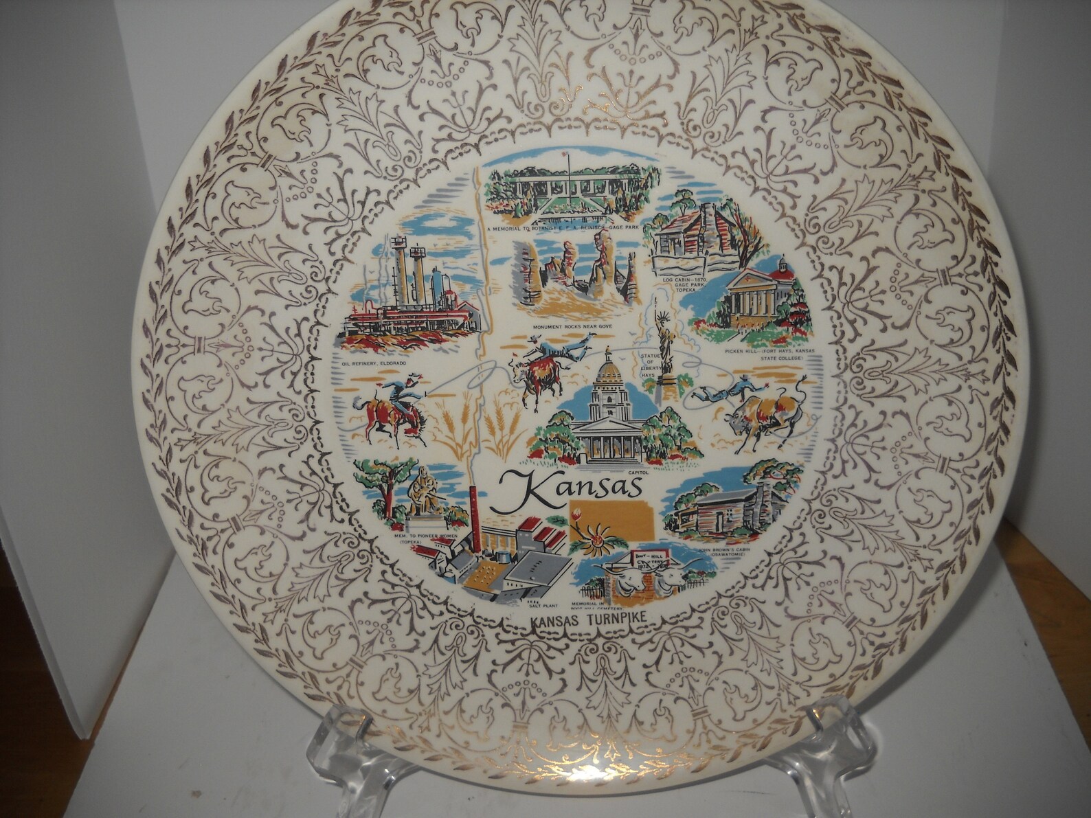 Kansas Turnpike Collector State Plate Souvenir Ceramic Vintage Etsy