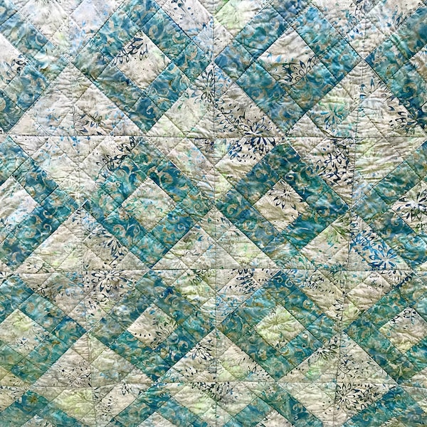 Soft Blue Batik Queen/Full Quilt