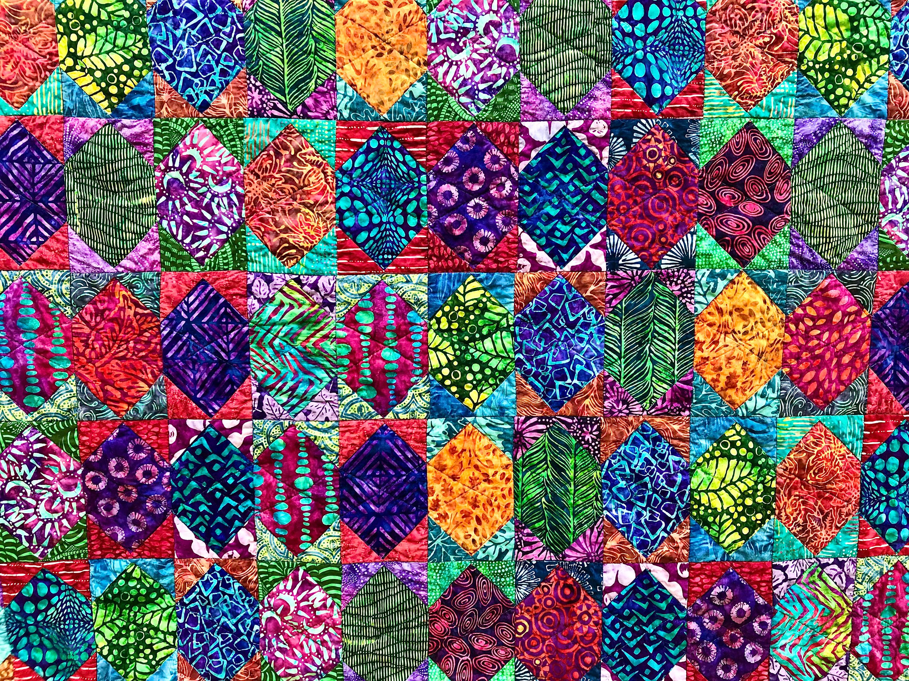 Stretched Hexie Batik Lap Quilt/Sofa Throw