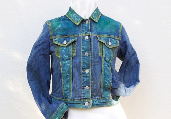 painted denim jacket etsy
