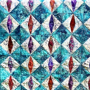 Playful Diamonds Batik Queen Quilt