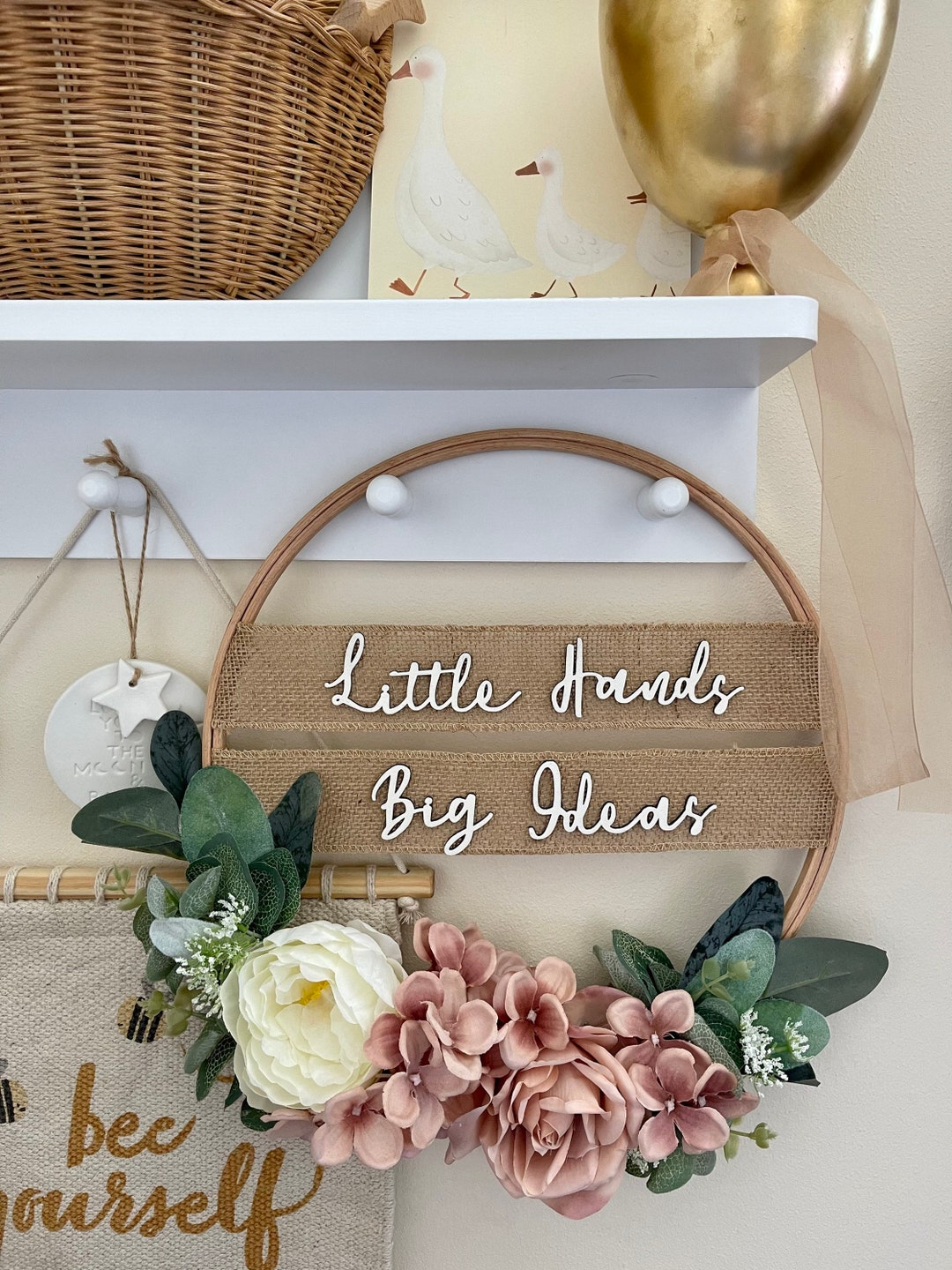 Floral Wreath Artificial Floral Wreath Wall Decoration, Nursery