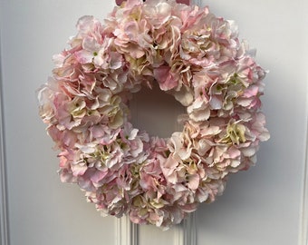 Artificial floral spring wreath, hydrangea wreath, door wreath