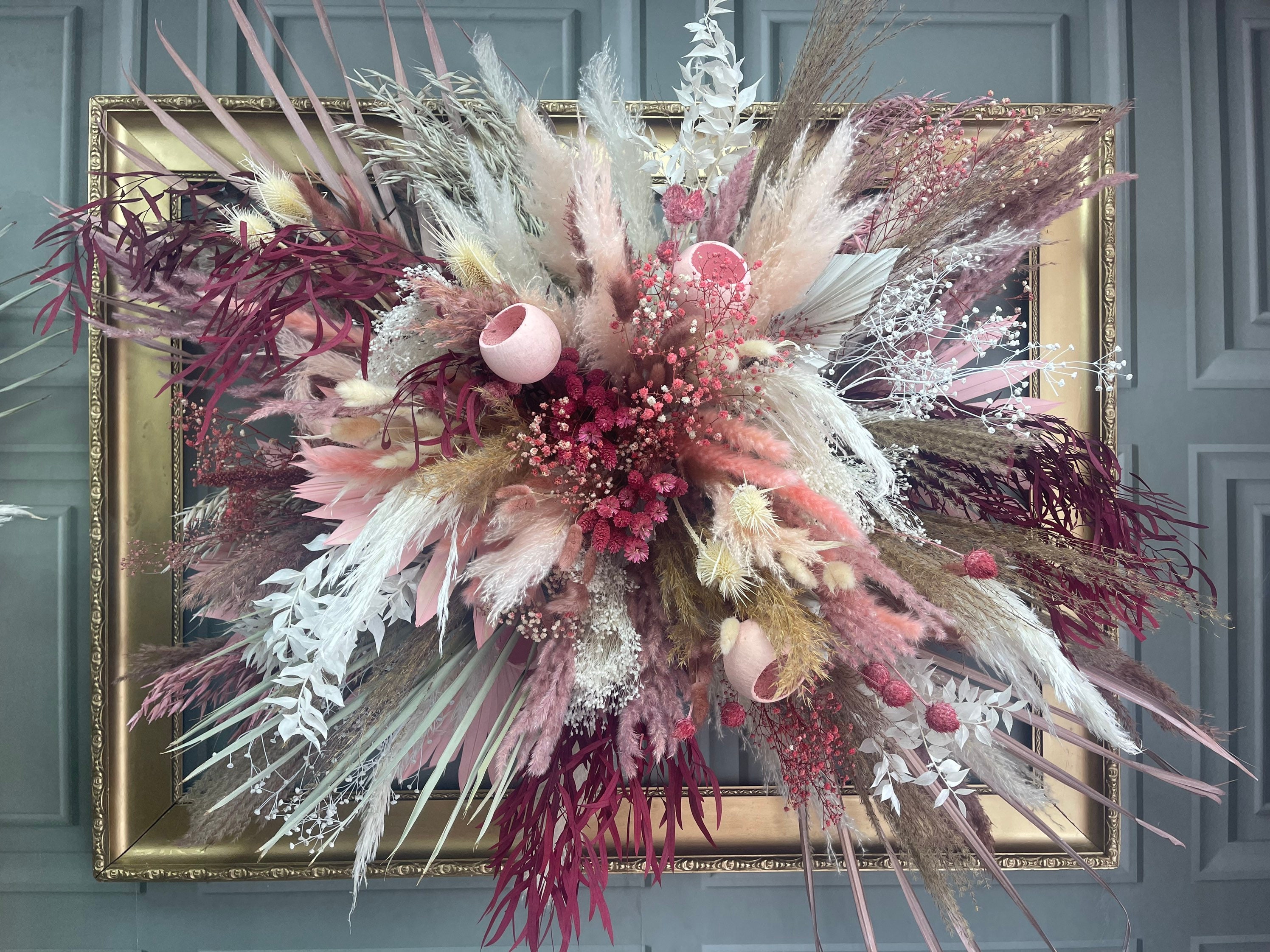 Large Dried Floral Wall Arrangement Floral Wall Art Floral Etsy UK