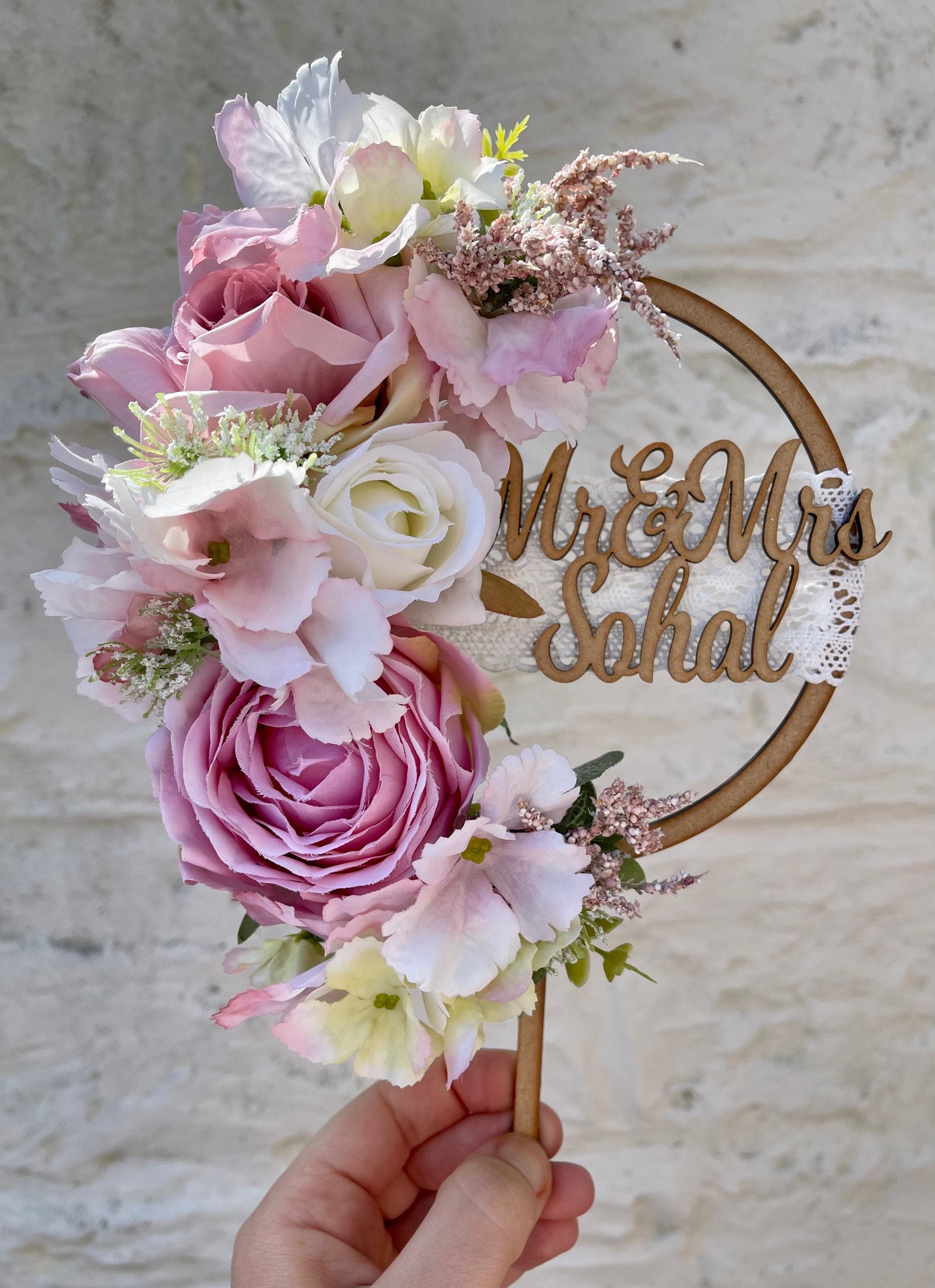 Floral Hoop Wreath Cake Topper First Birthday Cake Topper Etsy UK