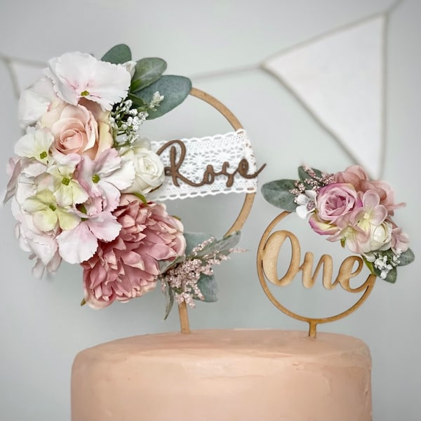 Floral Hoop Cake Topper Etsy UK