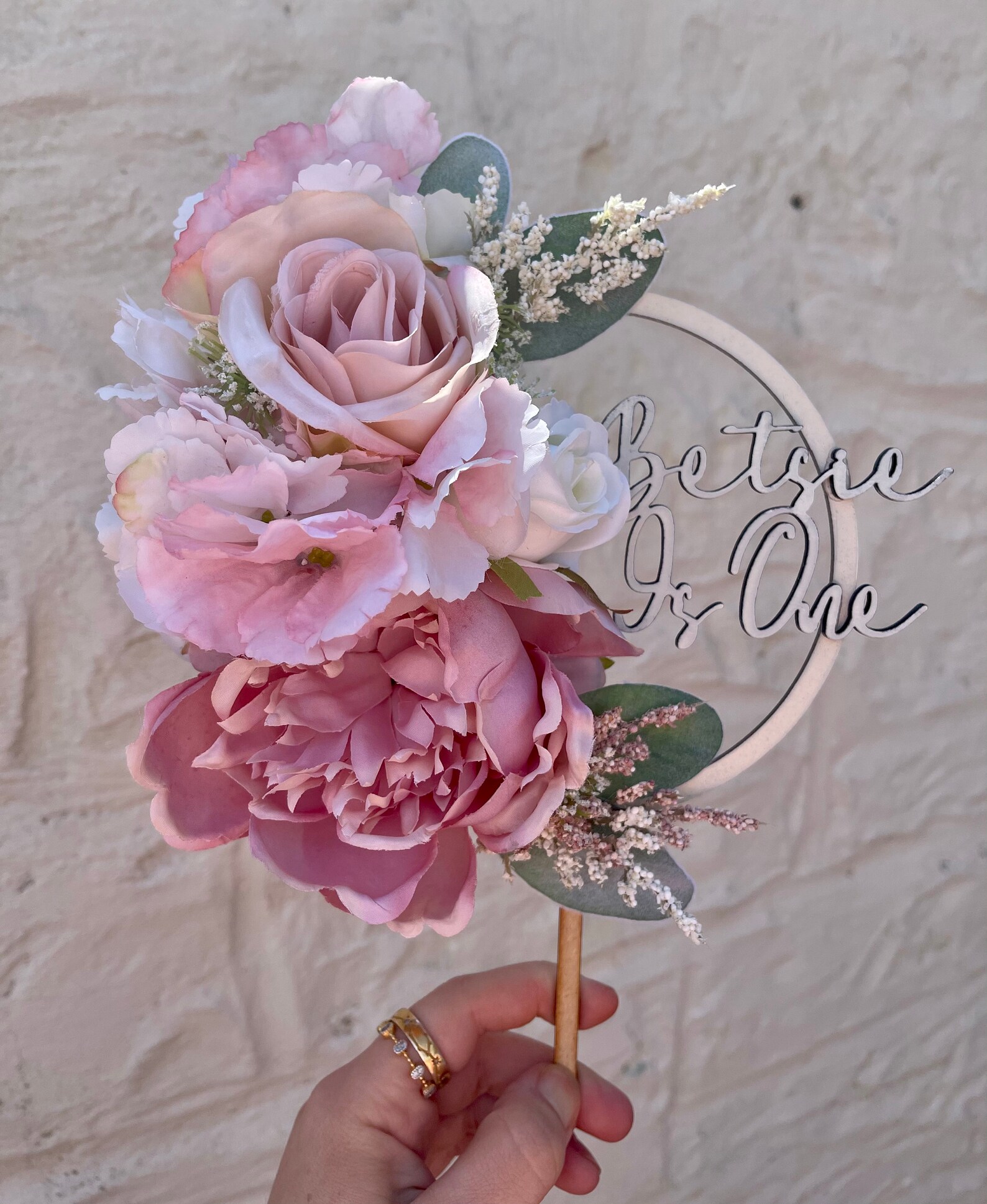 Floral Hoop Wreath Cake Topper First Birthday Cake Topper Etsy UK
