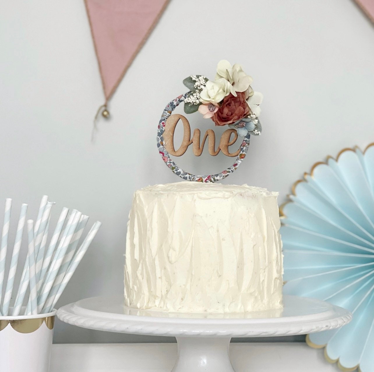 Mini floral cake topper birthday cake topper number topper | Etsy