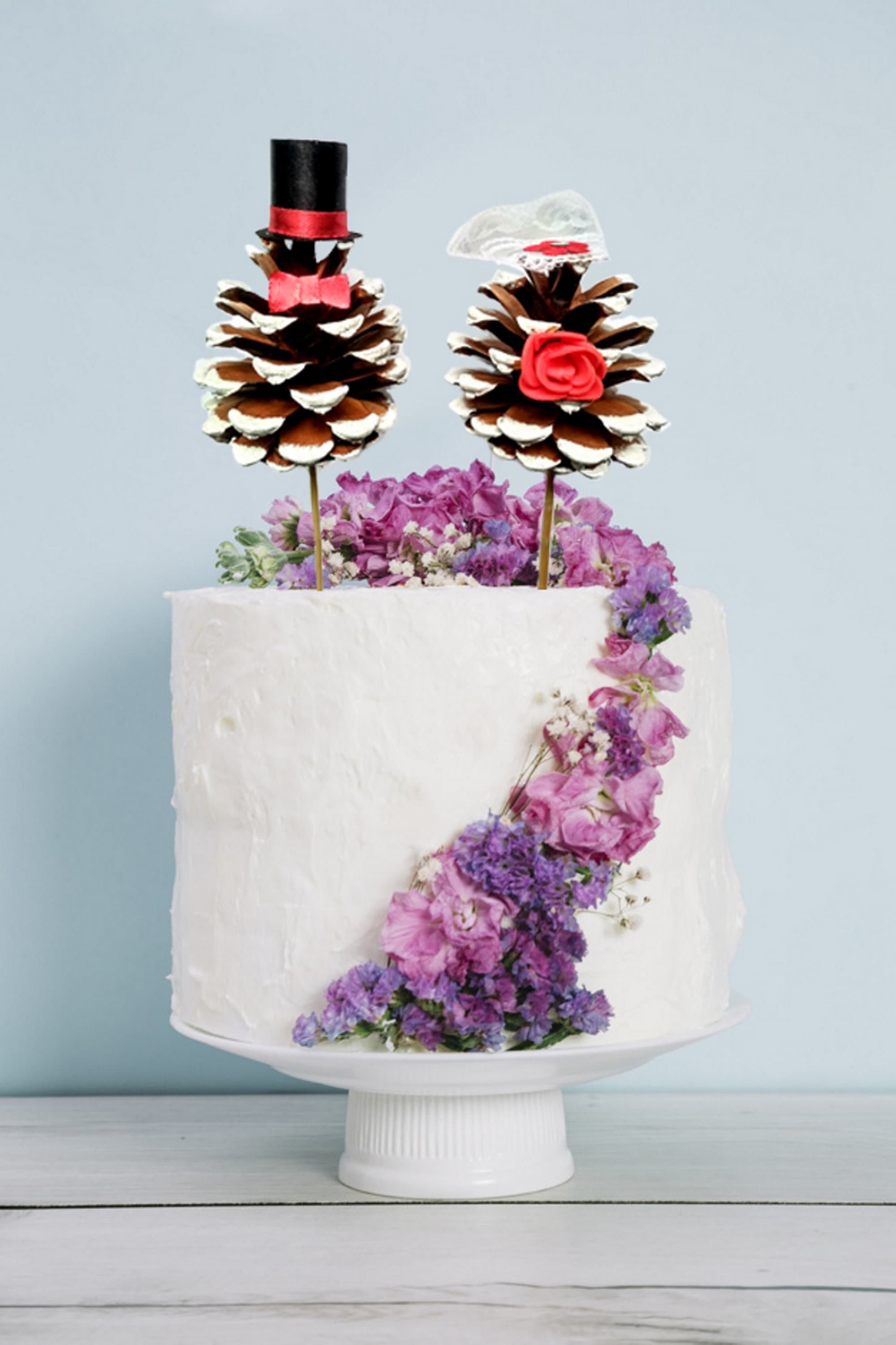 Wedding Pine Cone Cake Topper / Mr Mrs Topper / Bride Groom / Etsy