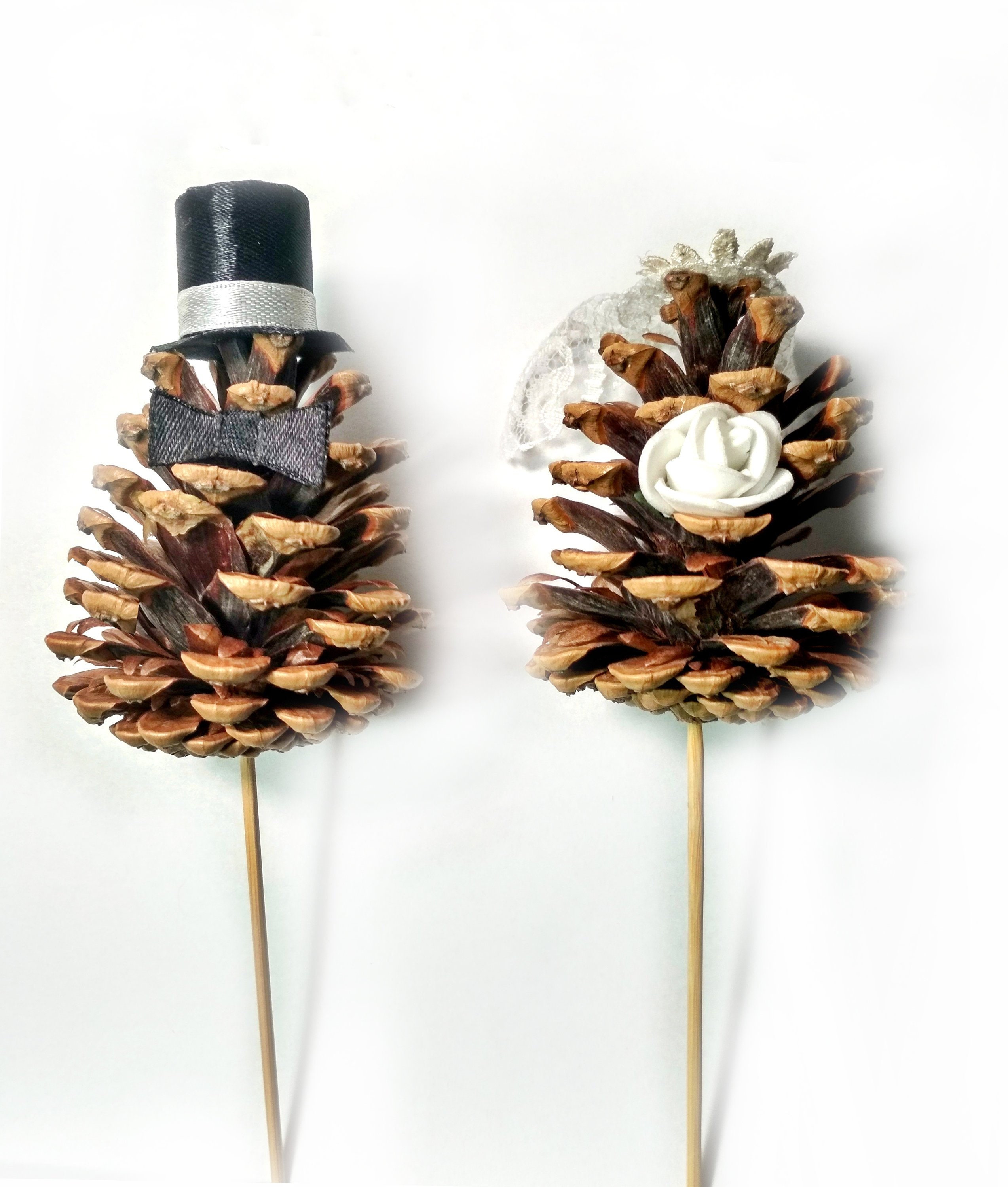 Wedding Pine Cone Cake Topper / Mr Mrs Topper / Bride and Etsy