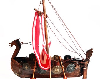 ドラッカーバイキング手作り木製模型ボート船60cm - 素晴らしい家の