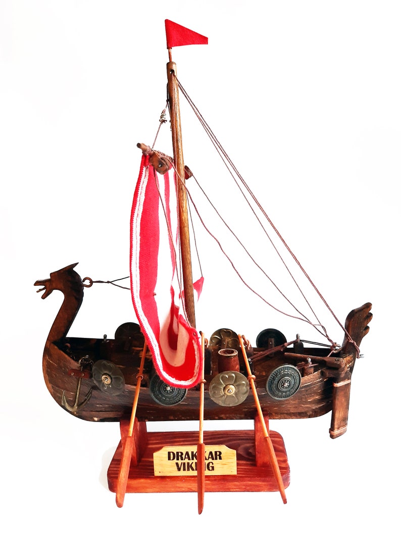 Drakkar Viking Boat / Wooden Model Boat / Longboat / Wood Boat Etsy