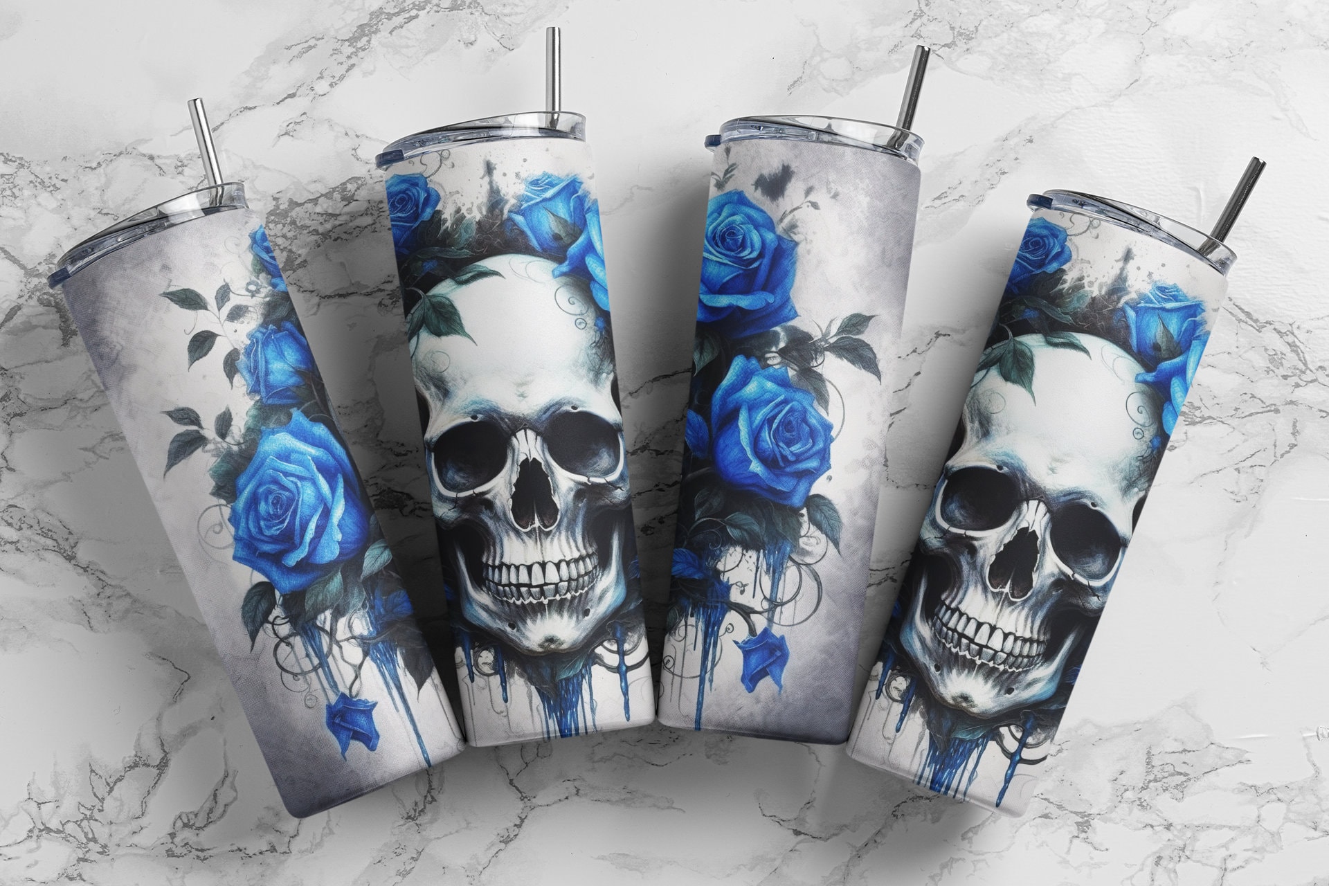 Gothic Skull & Rose Tumbler Wrap 20 oz Sublimation Tumbler  Design ,9.2x8.3" Straight Skinny Tumbler Wrap, Sublimation PNG, Digital Download