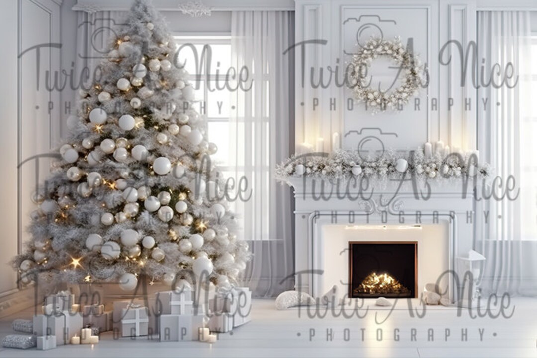 Christmas White Room Digital Backdrop , Christmas Digital Background ...