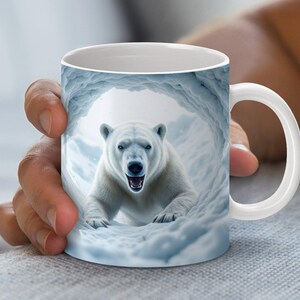 Polar Bear Winter Scene Mug Wrap, Digital Download, 11oz and 15oz Sizes, Arctic Wildlife Art, No Physical Item Sent