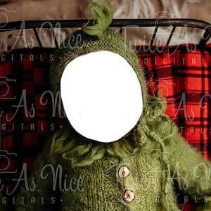 Christmas green outfit  Digital Backdrop, digital background, Newborn face insert backdrop,, baby head insert