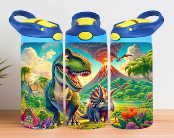 Dinosaur Tumbler Wrap, Digital Download, 20oz Skinny & 12oz Kids Tumbler Wrap Design, 12oz Dinosaur Tumbler Wrap, 3 Files Included,