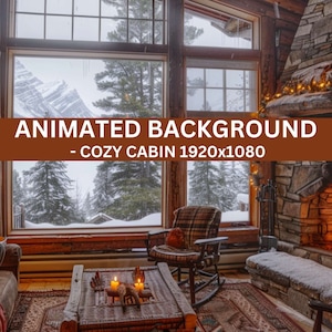 Vtuber Background, Snowy Cozy Cabin Animated Background  Vtuber street Twitch Streaming Moving Wallpaper Vtuber Overlay