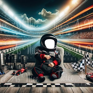 Racing Theme Newborn Digital Backdrop, Car Track Photo, Baby Boy Digital Background, Instant Download, Race Car Nursery Decor