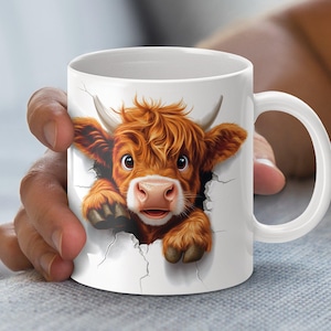 Cute Baby Cow Mug Wrap PNG, Sublimation Design, Digital Download, 11oz and 15oz, Farm Animal Mug Wrap, Instant Download