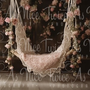 Newborn floral swing Digital Backdrop , Newborn digital Background