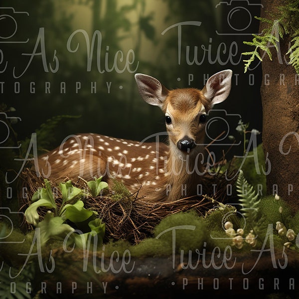 Newborn Digital Backdrop, deer digital background, digital backdrop newborn,  newborn  animal  backdrop, woodland digital backdrop