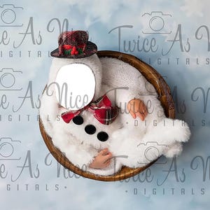 Christmas snow Digital Backdrop, digital background, Newborn face insert backdrop,, baby head insert, snowman