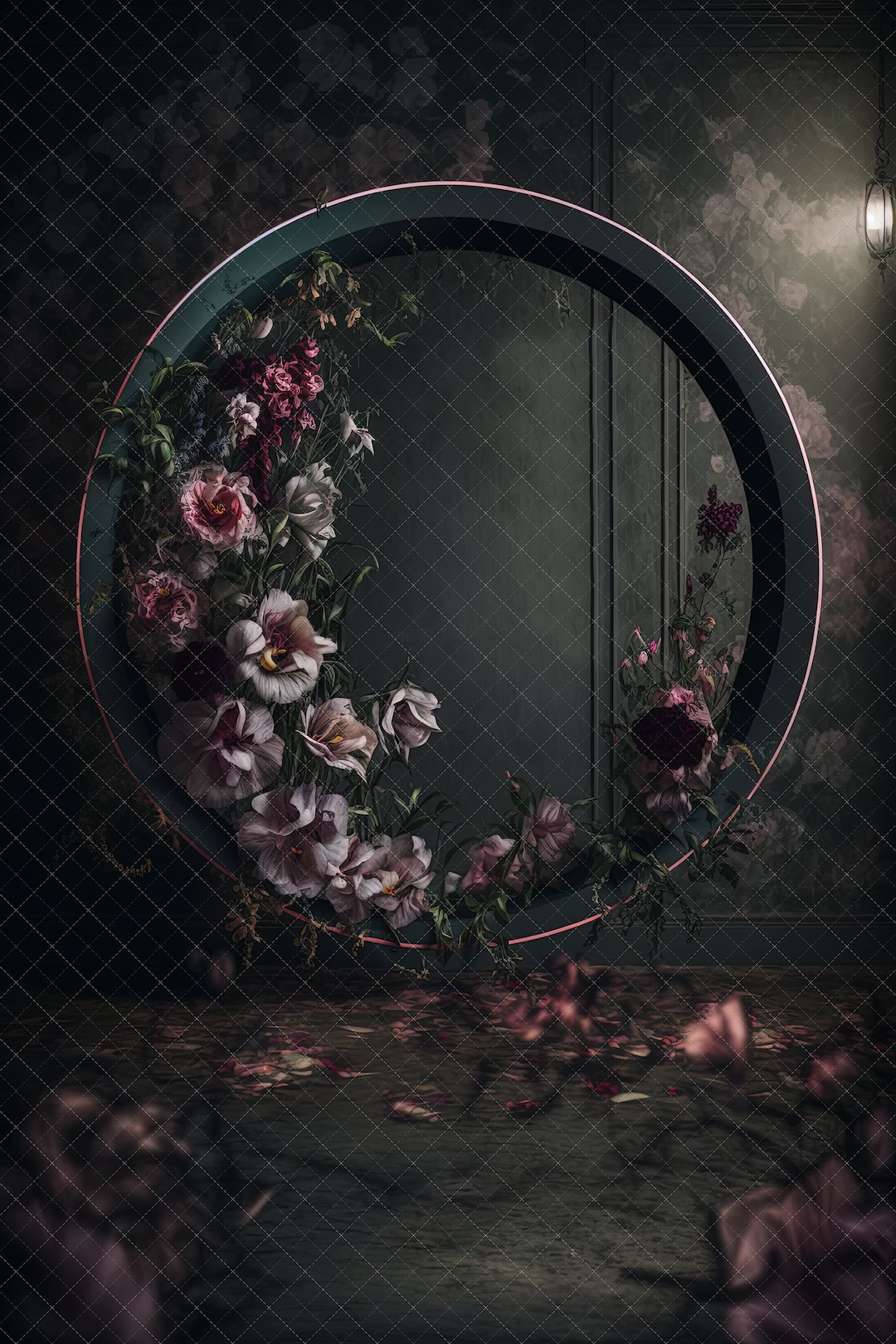 Maternity Digital Backdrop Pregnancy Floral Ring Backdrop , Portrait