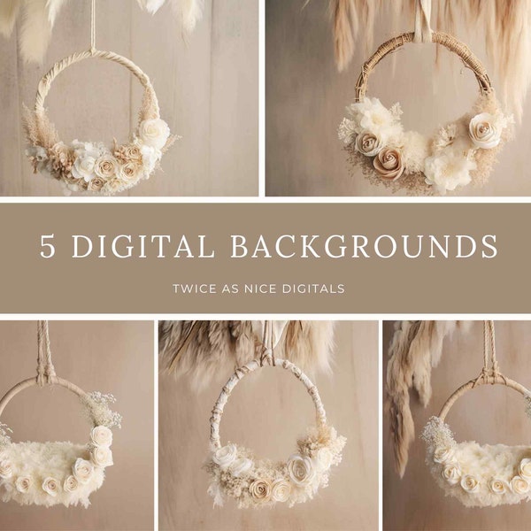 5 Floral Digital Backdrop, newborn floral hoop digital background, newborn floral digital, digital backdrop, digital backdrop