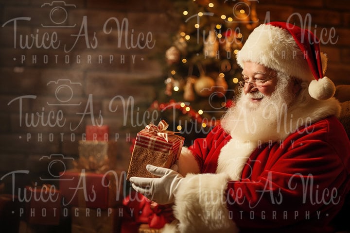 Christmas santa holding gift Digital backdrop , Christmas digital Background ,Digital download , christmas template