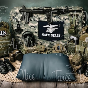 Newborn Digital Backdrop Military Theme, Navy Seals Photo Prop, Boy or Girl Soldier Set, Digital Background for Photography, Editable File