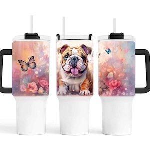 Dog Mom 40oz Tumbler Wrap 12.5&quot;x6&quot; Bulldog Dog Tumbler Wrap PNG Sublimation Design, Perfect for Print-on-Demand Projects