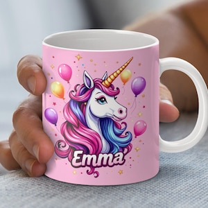 Cute Magical Unicorn Mug Wrap Design, Unicorn PNG Digital Download, Pink and Purple Balloons, Unicorn Birthday Gift