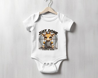 Just Done 9 Months Inside Svg, png, jpg Cute Baby Bodysuit Graphic, Newborn Digital Download, Funny Baby Shower Gift Art