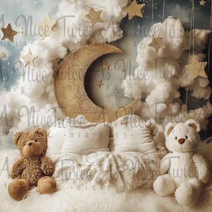 Newborn Moon Digital Backdrop, newborn moon digital background, digital backdrop newborn, newborn backdrop, newborn digital moon prop