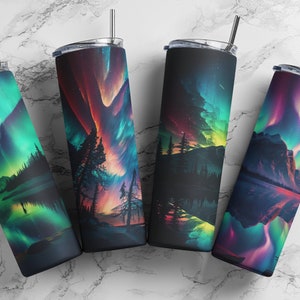 8x Bundle Alcohol Ink Northern Lights Tumbler Wrap 20oz Sublimation Tumbler Wrap, Neon Skinny Tumbler PNG, Tumbler Design, Digital Download