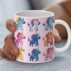 Niedliches Einhorn Becher Wrap Bundle, 11 Unzen und 15 Unzen Sublimationsbecher Designs, digitaler Download, Regenbogen Einhorn Becher, entzückende Einhorn Kunst