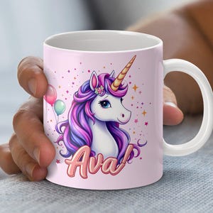 Niedliches Einhorn Mug Wrap Design für 11 Unzen und 15 Unzen Tassen, digitaler Download, perfekt für Einhornliebhaber, Spaß und buntes Design