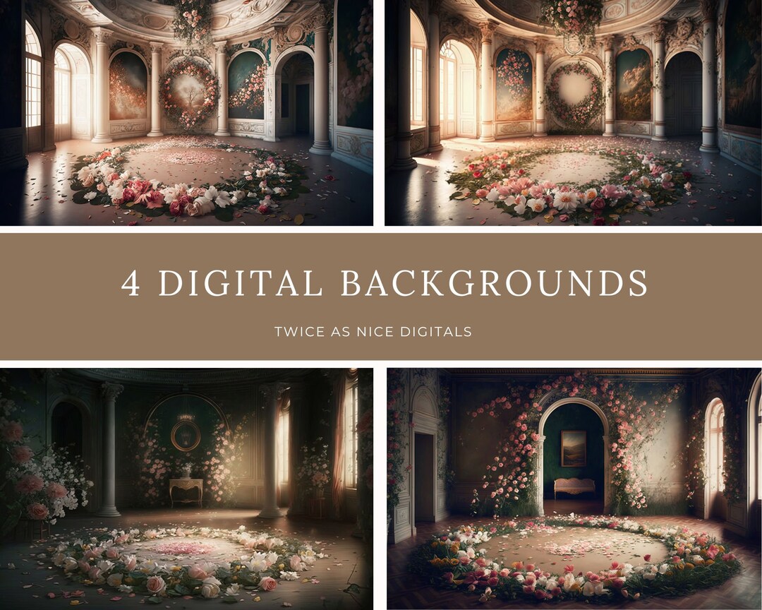 4x Maternity Digital Backdrop Pregnancy Floral Ring Backdrop , Castle ...