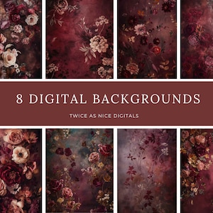 8 Maternity Digital Backdrops Burgundy Floral Fine Art Maternity Digital Backdrops  Textured Overlays Pregnancy Digital Backgrounds