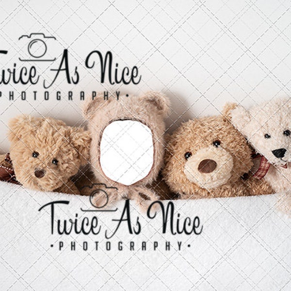 Newborn Digital Backdrop, teddy digital background newborn,  face insert backdrop newborn, newborn face digital, newborn composite.