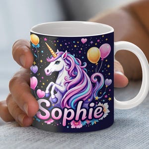 Personalized Unicorn Mug Wrap Design, Name Mug Digital Download, Birthday Unicorn PNG, Cute Unicorn Coffee Mug, Instant Download