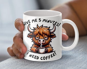 Funny Highland Cow Mug Wrap Sublimation Design, Coffee Mug Wrap Digital Download PNG, 11oz and 15oz Mug Wrap, Cute Coffee Lover Gift