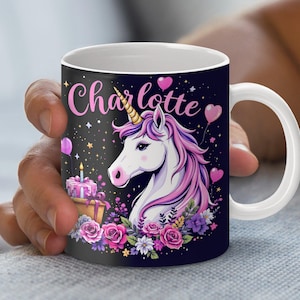 Einhorn Geburtstagstassenverpackung, Einhorn Blumentasse Design, digitaler Download, perfekt für Kinder, Einhorn-Liebhabergeschenk, druckbare Tassenverpackung