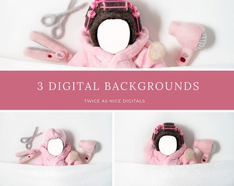 3x Fondo digital para recién nacidos, fondo digital para recién nacidos, fondo para insertar la cara de recién nacidos, cara de recién nacido digital, composición digital para recién nacidos de niña