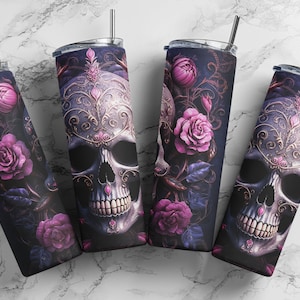 3D Skull Tumbler Wrap 3D Sublimation Tumbler Design 20oz Straight Skinny Tumbler Wrap, High-Quality PNG, Digital Download